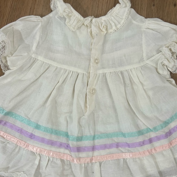 VTG 80s WINNIE THE POOH FLORAL‎ EYELET SEARS PRARIE BIB DRESS 12m 26-31lbs USA - Picture 14 of 16